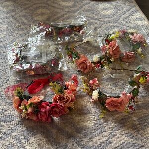 Floral Rose Crown Headband - Pink